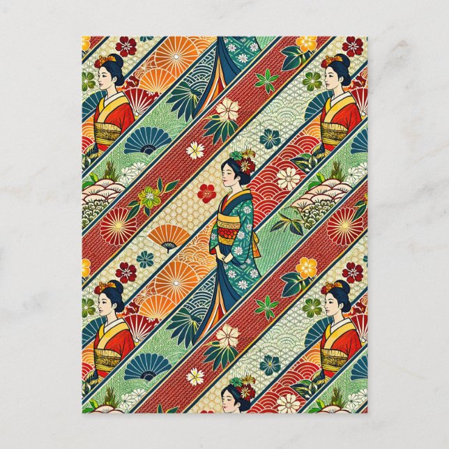 Japanese kimono postcard (Front)