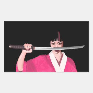 Japanese kimono sticker with a sword