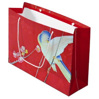 Japanese KIMONO Textile, Bluebird Large Gift Bag