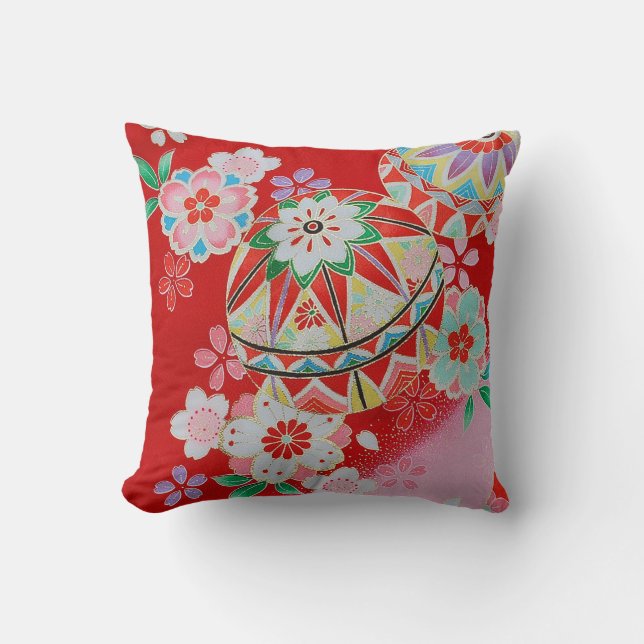 Japanese KIMONO Textile Cushion (Front)