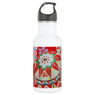 Japanese KIMONO Textile, Floral Pattern 532 Ml Water Bottle