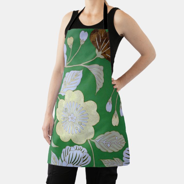 Japanese KIMONO Textile, Floral Pattern Apron (Insitu)