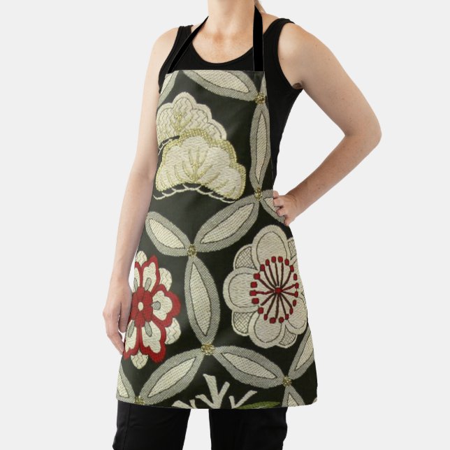 Japanese KIMONO Textile, Floral Pattern Apron (Insitu)