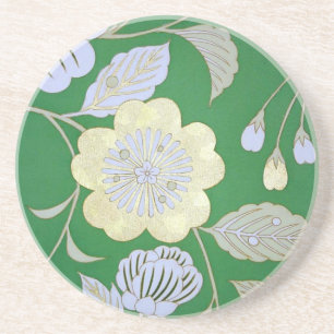Japanese KIMONO Textile, Floral Pattern Coaster