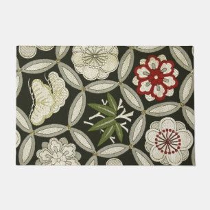 Japanese KIMONO Textile, Floral Pattern Doormat