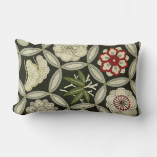 Japanese KIMONO Textile, Floral Pattern Lumbar Cushion