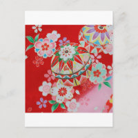 Japanese KIMONO Textile, Floral Pattern
