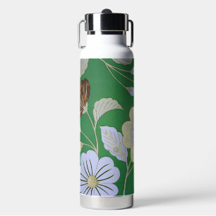 Japanese KIMONO Textile, Floral Pattern Water Bottle