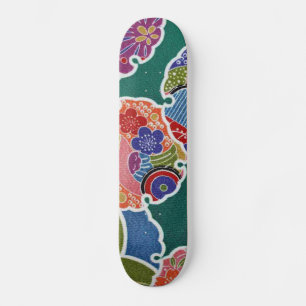 Japanese KIMONO Textile, Floret Pattern Skateboard
