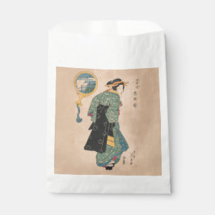 Japanese Kimono Woman: Ukiyo-e Woodblock Print Favour Bags