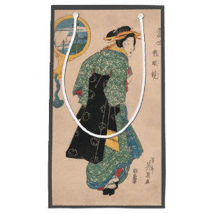 Japanese Kimono Woman: Ukiyo-e Woodblock Print Small Gift Bag