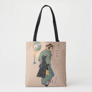 Japanese Kimono Woman: Ukiyo-e Woodblock Print Tote Bag