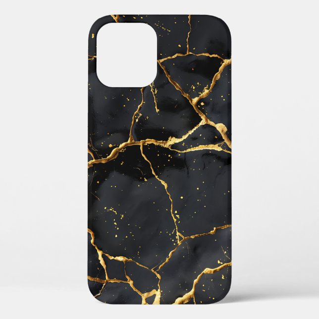 Japanese Kintsugi Black & Gold Case-Mate iPhone Case (Back)