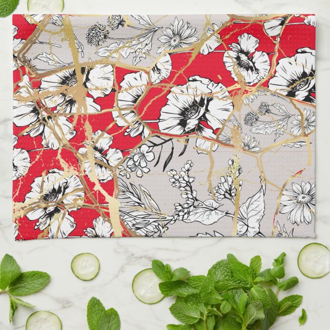 Japanese Kintsugi.  Tea Towel (Folded)