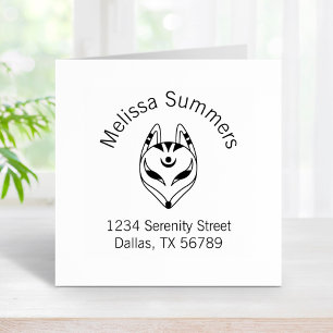 Japanese Kitsune Fox Mask Address Rubber Stamp