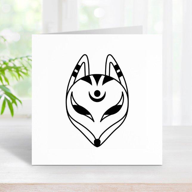 Japanese Kitsune Fox Mask Rubber Stamp (Creator Uploaded)
