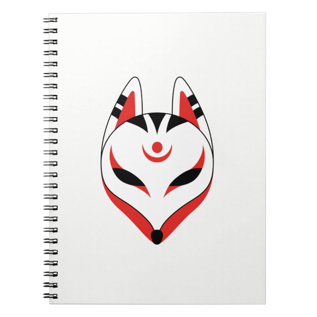 Japanese Kitsune Fox Mask Spiral Notebook (Front)
