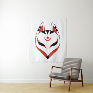 Japanese Kitsune Fox Mask Tapestry