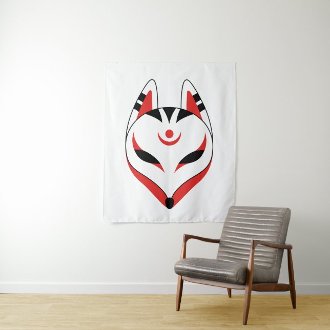 Japanese Kitsune Fox Mask Tapestry (In Situ)