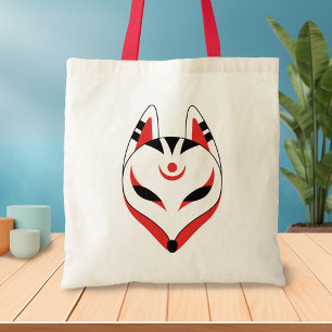 Japanese Kitsune Fox Mask Tote Bag