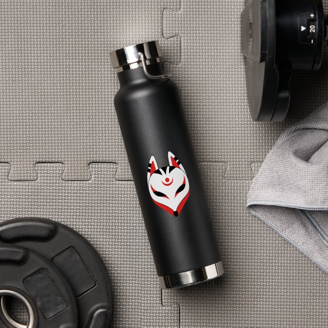 Japanese Kitsune Fox Mask Water Bottle (Gym (Rotated))