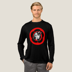 Japanese Kitsune Mask Oni Girl Demon Illustration Tri-Blend Shirt