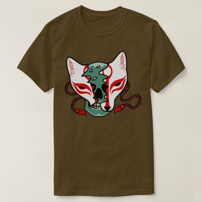 Japanese kitsune mask with skull5 T-Shirt (Design Front)