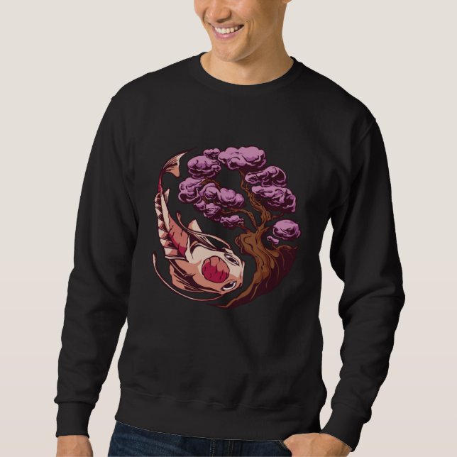 Japanese Koi and Koi with cherry blossom and Sakur Sweatshirt (Front)