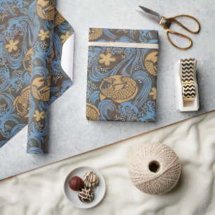 Japanese Koi Carp Brown Wrapping Paper
