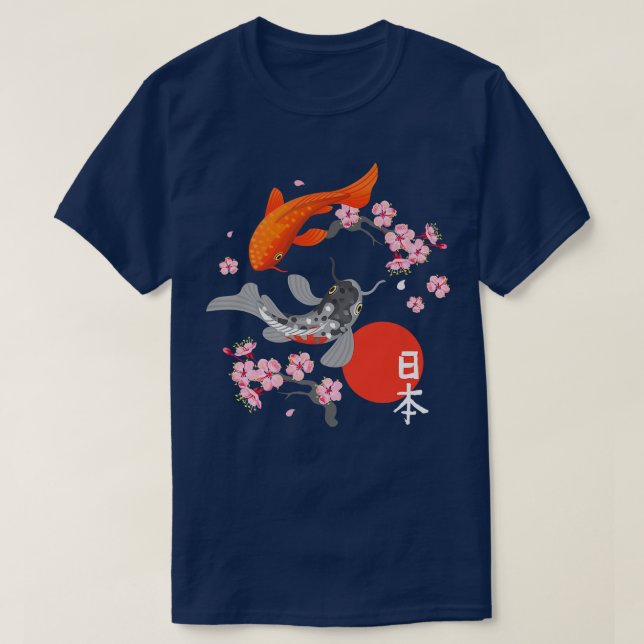 Japanese Koi Carp Fish Nishikigoi Fish Sakura Cher T-Shirt (Design Front)