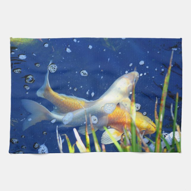 japanese koi carp pond towel (Horizontal)
