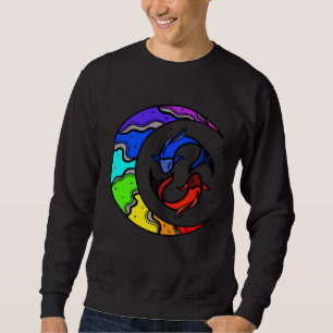 Japanese Koi Fish and Crescent Moon With Rainbow C Sweatshirt