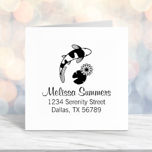 Japanese Koi Fish and Water Lily Address Self-inking Stamp