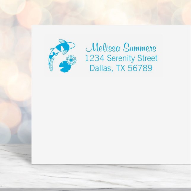 Japanese Koi Fish and Water Lily Address Self-inking Stamp (Creator Uploaded)