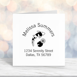 Japanese Koi Fish and Water Lily Arch Address Self-inking Stamp