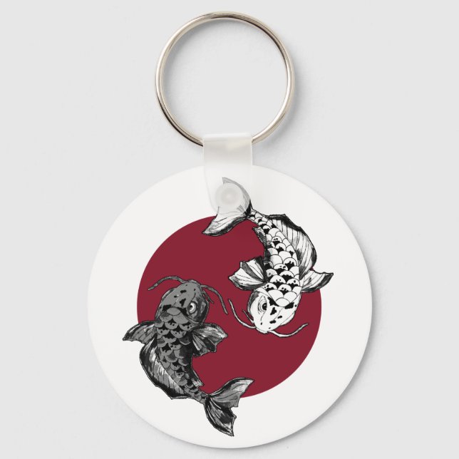 Japanese Koi Fish Circle Key Ring (Front)