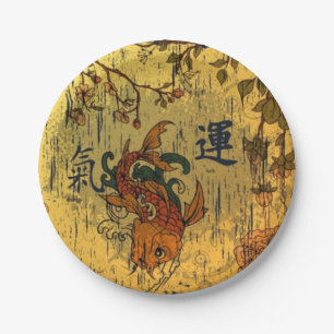 Japanese Koi Fish Custom Paper Plates 7"