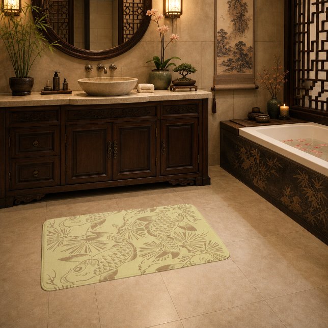 Japanese Koi Fish Customisable Colours Pattern Bath Mat (Creator Uploaded)