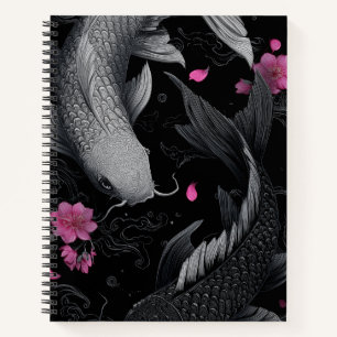 Japanese Koi Fish Dark Mode Notebook
