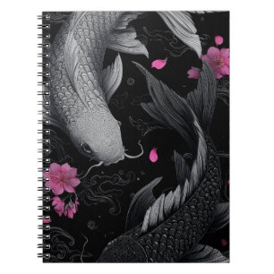 Japanese Koi Fish Dark Mode Notebook