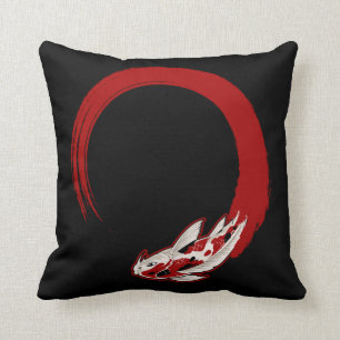 Japanese Koi Fish Enso Circle Zen Buddhism Cushion