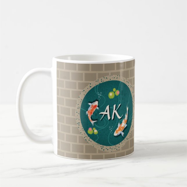Japanese Koi fish in pond for good luck Coffee Mug (Left)