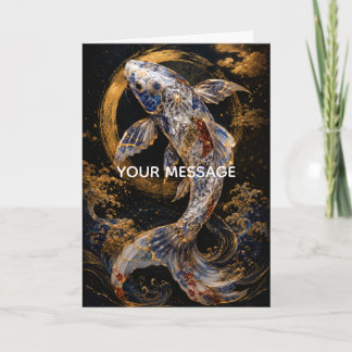 Japanese Koi Fish Kintsugi Gold Art Personalized Card