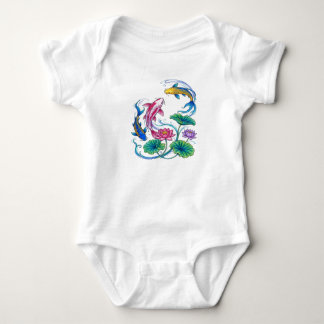 Japanese Koi Fish Lotus Mandala Traditional Style  Baby Bodysuit