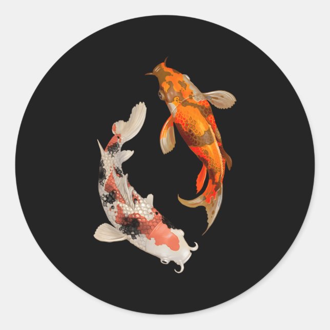 Japanese Koi Fish Nishikigoi Yin Yang Carp Classic Round Sticker (Front)