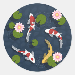 Japanese Koi Fish Pond 2 Classic Round Sticker