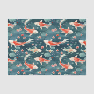 Japanese Koi Fish Pond Decoupage Tissue Paper