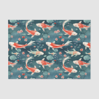 Japanese Koi Fish Pond Decoupage Tissue Paper