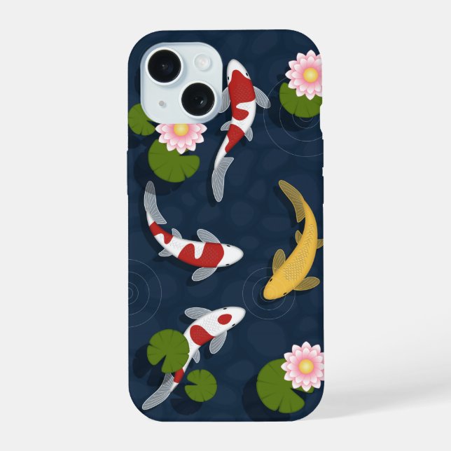 Japanese Koi Fish Pond iPhone 15 Case (Back)