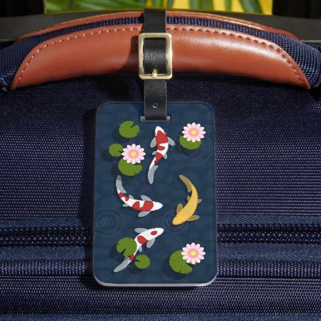 Japanese Koi Fish Pond Luggage Tag (Front Insitu 2)